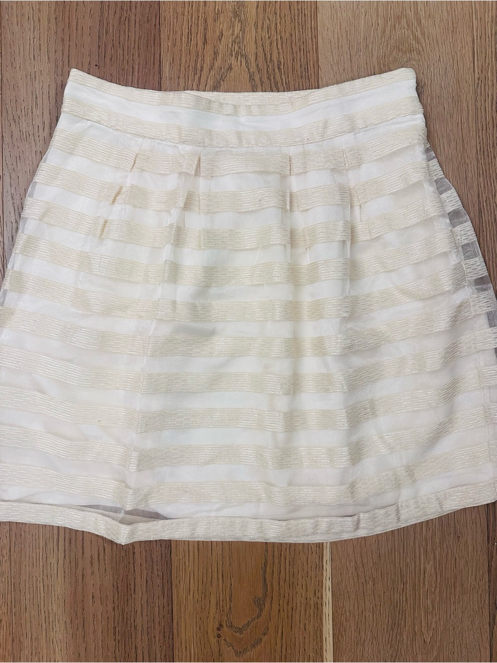 Ann Taylor Cream Striped A-Line Women's Skirt, 10P, NWT
